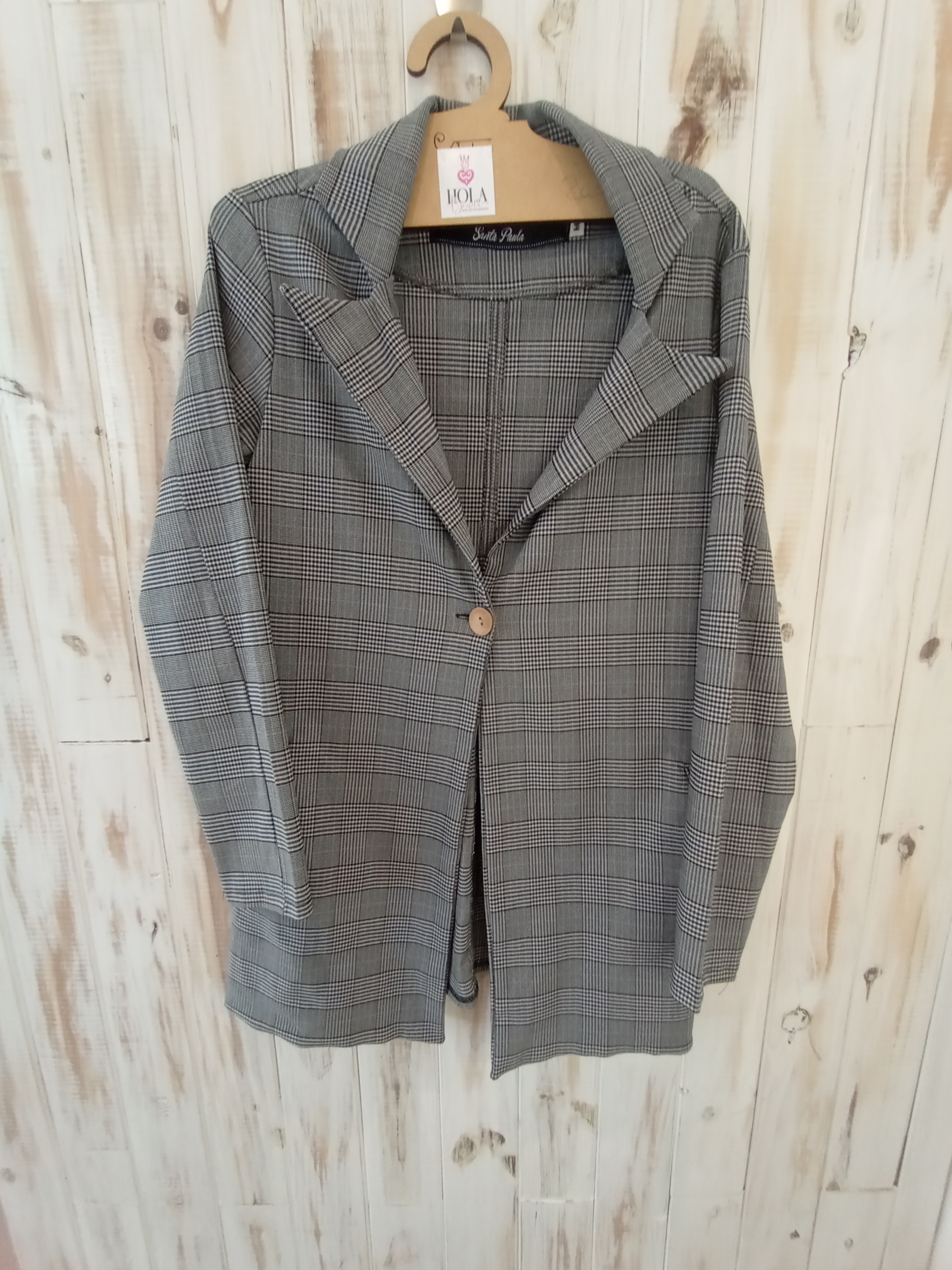 Saco gris cuadrille marca santa Paula talle M