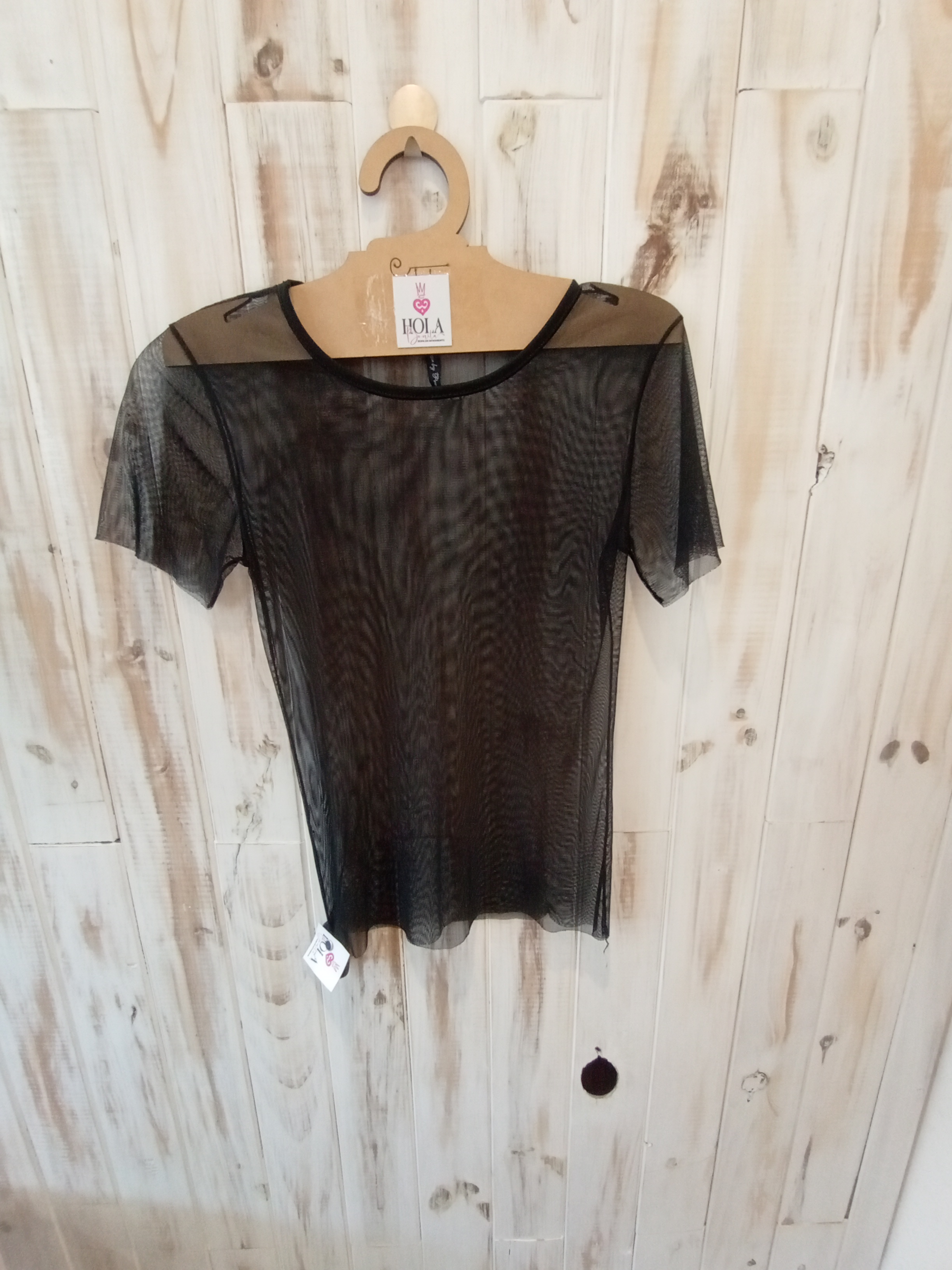 Remera transparente negra